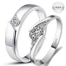 Cincin Couple Perak 925 925 Sterling Silver Couple Ring Real Picture Style Romantic Shape Pattern Round Mater Cincin Emas Putih Cincin Perak Cincin