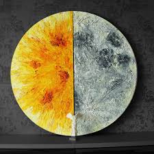 Half, sun, half, moon all rights to paintings and other images found on paintingvalley.com are owned by their respective owners (authors, artists), and the administration of the website doesn't bear responsibility for their use. Sun Moon Space Round Circle Yellow Orang Painting By Anna Bo Artmajeur