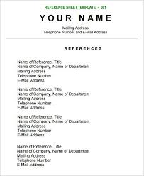 Reference Sheet Template 9 Free Samples Examples Format Reference Page For Resume Resume References Job Reference