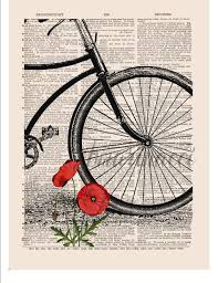 Vintage Fahrrad Wand Kunstdruck Auf Worterbuch Oder Musik Seite Rot Mohn Worterbuch Kunstdruck Fahrrad Kunst Wand Dekor Digitale Kunst Noten 234 Mit Bildern Fahrrad Kunst Fahrrad Zeichnung