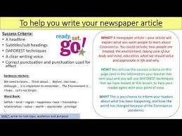 This is a wagoll newspaper article written using the beginning of the story of kensukes kingdom by michael murpurgo but could be used as an example for any newspaper writing unit. Ks3 Writing Your Newspaper Article Writing Task 2 Youtube