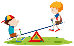 Dos niños jugando balancín en el parque - Descargar Vectores ...