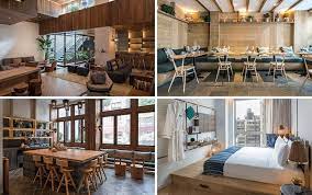 The Made Hotel In New York Includes Warm Wood Elements Throughout Its Design Dining Room Cozy Warm Wood Hotel