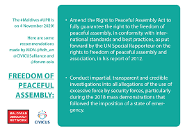 United nations special rapporteur on the rights to peaceful assembly and association, maina kiai, has expressed disappointment over the peaceful assembly act 2012 (paa), passed in a huff in parliament last november. The Maldives Upr Is On 4 Maldivian Democracy Network Facebook