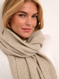KAFFE Hannah Light Knit Long Scarf, Sand Dollar, One Size