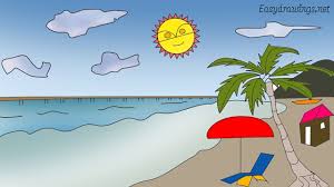 Summer beach drawing and coloring for kidsthanks for watching. How To Draw A Beach Step By Step 15 Easy Phase