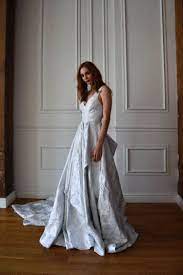 Bronte From The Dearheart Bridal Collection Light Silver Textured Unique Wedding Dress With Damask Wedding Dress Wedding Dress Bustle Occasion Dresses Wedding