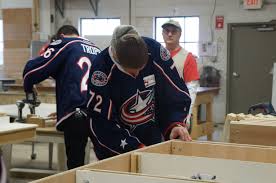 Sergei Bobrovsky Building A Bed Frame At The Furniture Bank Of Central Ohio Cbj Built In Bed Blue Jacket Bed Frame