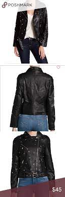 Vigoss Studded Faux Leather Jacket Leather Jacket Studded Faux Leather Jacket Black Faux Leather Moto Jacket