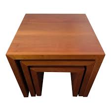 Contemporary Solid Wood Nesting Tables Set Of 3 Chairish Nesting Tables Wood Nesting Tables Table