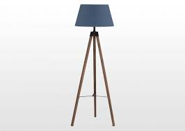 Rustic Tripod Floor Lamp With Dark Blue Linen Shade Violet Tripod Floor Lamps Lamp Floor Lamp