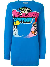 moschino powerpuff girls intarsia sweater in blue modesens