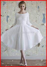 Bulk buy knee length wedding dresses online from chinese suppliers on dhgate.com. Discounttraditional Design Long Sleeves A Line Knee Length Wedding Dresses Beach Boatneck Satin Hs2718 From Weddingdress1998 120 76 Dhgate Com Tea Length Long Sleeve Wedding Dress Casual Wedding Dress Tea Length Wedding Dress
