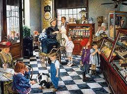 Susan brabeau creates fine art that depicts scenes of daily life. Susan Brabeau The Confectionary Confectionary Shop Confectionary Art