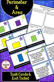 Perimeter And Area Task Cards Exit Ticket Distance Learning Task Cards Teaching Math Elementary Math