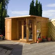 10 X 8 Contemporary Summerhouse With Side Shed Summer House Design Contemporary Garden Rooms Contemporary Garden