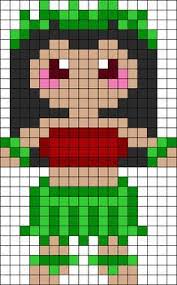 Lilo In Hula Outfit Kandi Pattern Perler Bead Disney Perler Bead Art Perler Beads