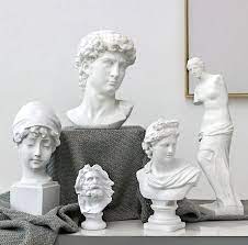The sculptures of the greek world were in some cases completely, or partially painted. Roman Mini Statues Collection Onyx Better Homes Vintage Statues Head Statue Bust Sculpture