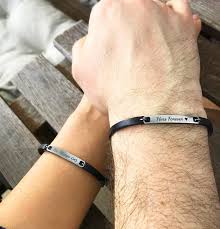 What a great and fun idea! Anniversary Gift Ideas For Couples Wedding Gift For Couple Etsy Couple Bracelets Leather Matching Couple Bracelets Girlfriend Anniversary Gifts