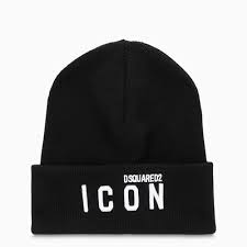 Dsquared2 Black cap bonnet with contrasting lettering | TheDoubleF