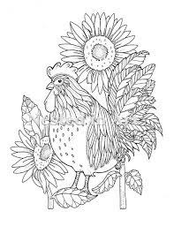 Rooster coloring pages are a fun way for kids of all ages to develop creativity, focus, motor skills and color recognition. Adult Coloring Page Rooster With Sunflowers Digital Download Etsy