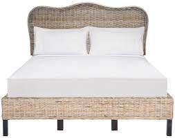 Woven rattan bed white silk. Bed8001a Q Beds Furniture By Safavieh