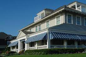 Wrap Around Porch Awnings Ideas Porch Shading Options Retractable Awnings Blue White Porch Awning Residential Awnings Porch Windows