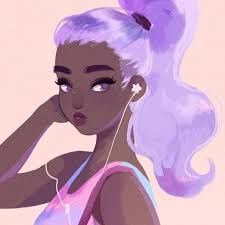 Beautiful Black Girl With Purple Hair And Dark Sin Blackart Blackanimegirls Cartoon Art Drawings Character Art