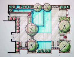 Rectilinear Design Landscape Plans Plan Sketch Landscape Drawings