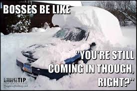 Would You Still Go To Work On A Snow Day If The Boss Said So Snow Quotes Funny Server Humor Work Humor