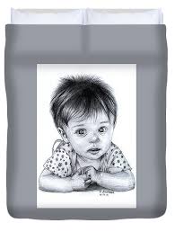 Pencil drawing of a baby. Innocent Baby Pencil Drawing Duvet Cover For Sale By Santhosh Skp