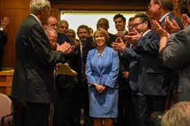 Her current term ends on january 1, 2023. Gov Michelle Lujan Grisham Shoots For The Moon New Mexico In Depth