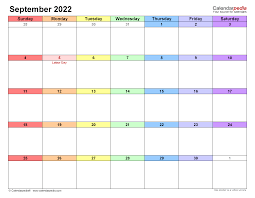 September 2022 Calendar Templates For Word Excel And Pdf