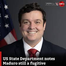 The US State Department is not moving from its position that Nicolas Maduro  is not the legitimate leader of Venezuela. For more:  https://www.guardian.co.tt/news/us-state-department-notes-maduro-still-a-fugitive-6.2.2414782.1af60c8b6e