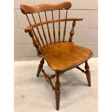 This set of four solid maple wood chairs were made by the ethan allen company. Vintage Mid Century Ethan Allen Heirloom Comb Back Maple Dining Chair Chairish