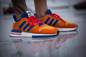 Adidas exclusive sneaker drops are notoriously difficult to time properly. An On Foot Look At The Dragon Ball Z X Adidas Zx500 Rm Goku Adidas Dragon Adidas Fashion Sneakers