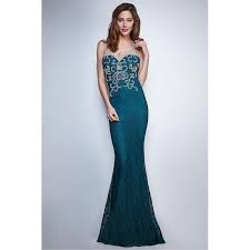 Robe de cocktail grande taille vert mousseline longue appliques. Fabuleuse Robe De Soiree Fourreau Longue En Dentelle Vert Emeraude