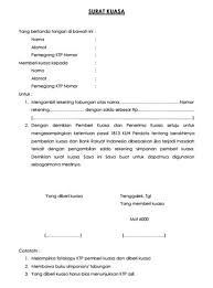 Contoh Surat Kuasa Pengambilan Uang Di Bank Bi