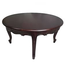 Antique round coffee table image and description. Solid Mahogany Wood Louis Round Coffee Table Antique French Provincial Style