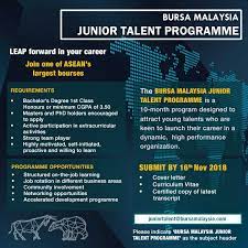 This will be permanent under aryan consulting. Bursa Malaysia Bhd Twitterissa Bursa Malaysia S Junior Talent Programme Is Back We Are Offering Fresh Graduates The Opportunity To Work In The Stock Exchange Via Our 10 Month Management Trainee Programme Interested Talents