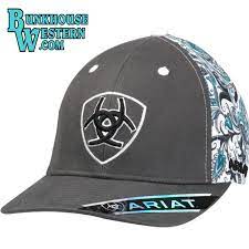 Ariat Gray Turquoise White Black Paisley Back Snap Back Cap 25 Cowboy Hats Ariat Cute Country Outfits