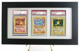 Pokemon sword and shield single cards. Psa Card Frame For 3 Psa Graded Pokemon Cards White Design Ebay