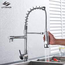 Maybe you would like to learn more about one of these? Chrome Spring Kitchen Faucet Pull Out Side Sprayer Dual Spout Single Handle Mixer Tap Sink Faucet 360 Rotation Kitchen Faucets Kitchen Faucet Sprayer Hose Faucet Sinkfaucet Connector Aliexpress