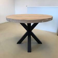 eettafel eiken hout rond dubbel x tafelonderstel ronde eettafel eettafel tafel rond hout