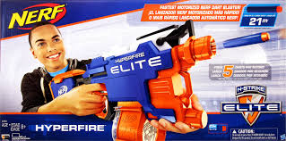 Probably the most famous toy of the lot, the nerf blasters are plastic guns that shoot foam darts. Nerf N Strike Elite Hyperfire Blaster Toy At Mighty Ape Nz