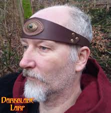 Leather Headband: Renfaire Tiara With Stone Setting
