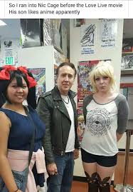 Nicolas cage (born nicolas kim coppola; Nicholas Cage Attending The Anime Love Live Movie Premiere Imgur