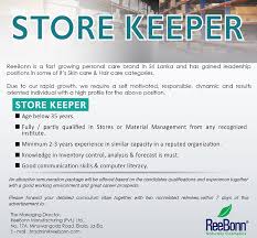 The storekeeper job description entails maintaining an automated supply inventory database; Store Keeper