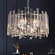 Qihang modern led chandeliers,oval crystal ceiling lighting fixture,2 rings adjustable stainless steel pendant lamp for living room dining room bedroom (cool white) 5.0 out of 5 stars. Buy Meerosee Crystal Chandelier Modern Chandeliers Lighting Chrome Island Pendant Ceiling Lights Fixture Contemporary For Living Room Dining Room Dimmable D19 7 Online In Indonesia B08dcy9y29