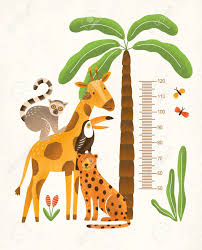 Childrens Height Wall Chart In Centimeters Decorated With Tropical
